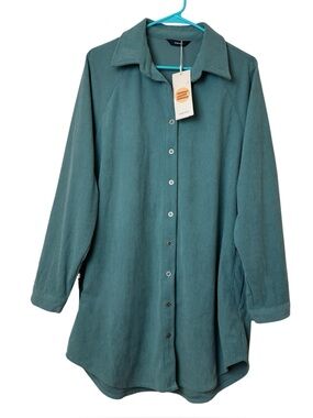 Dokotoo Teal Button-Down Corduroy Shacket NWT Size L